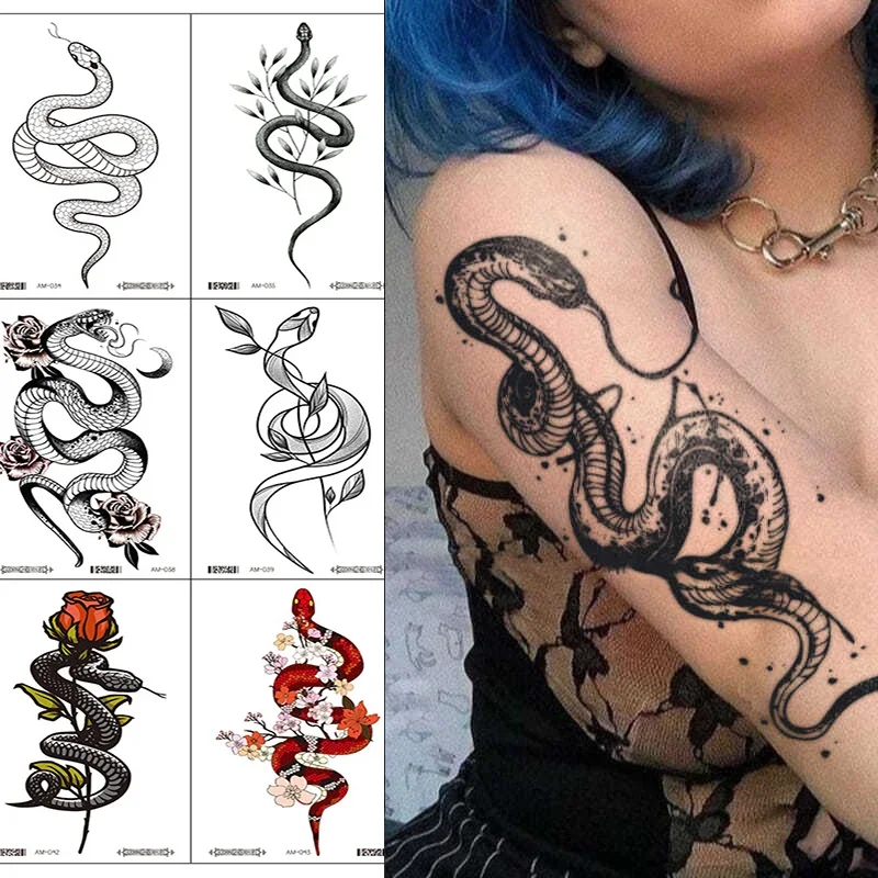 Hotwav Tablet Accessories - Women Snake Temporary Tattoos Stickers Waterproof