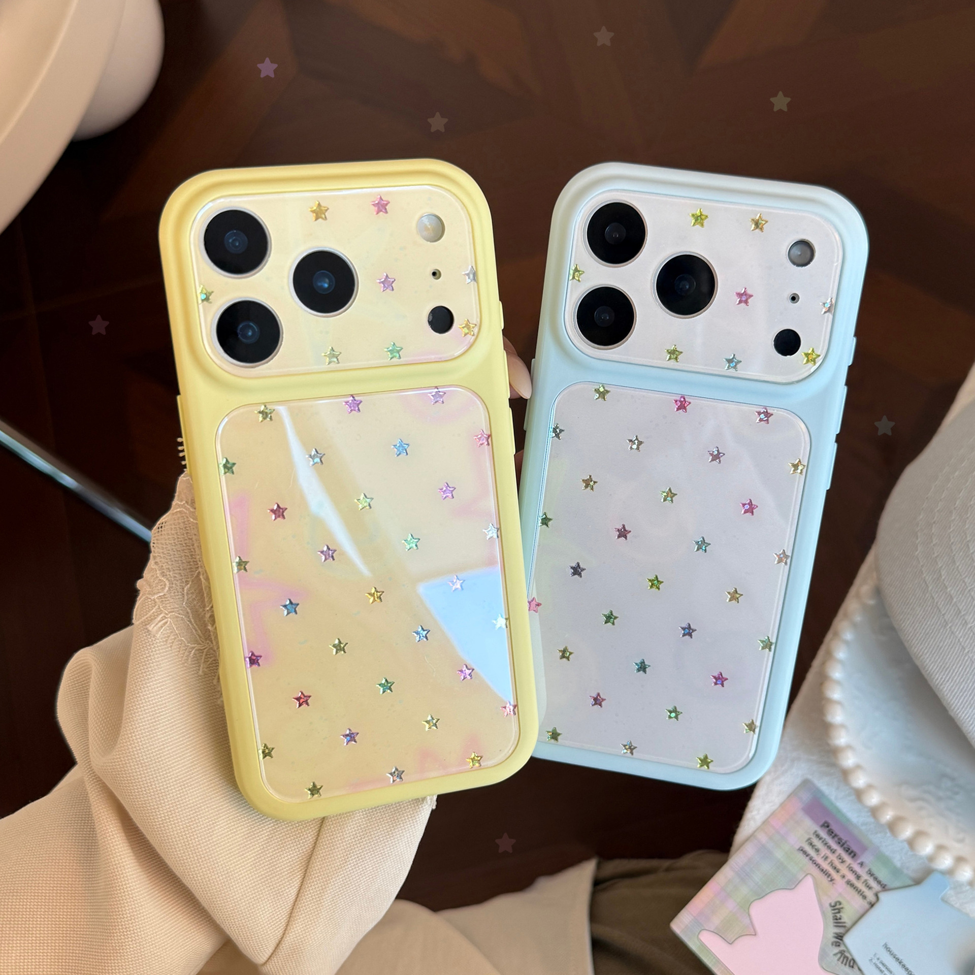 Tablet And Accessories Case - Korean Full Screen Gilding Colorful Stars