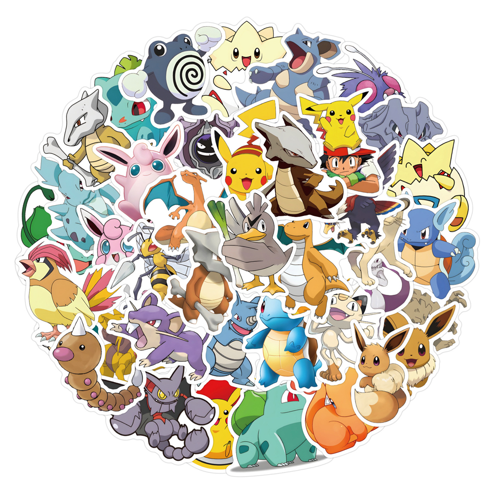Tablet Cute Accessories - 50/60pcs Cute Cartoon Anime Pokemon Stickers