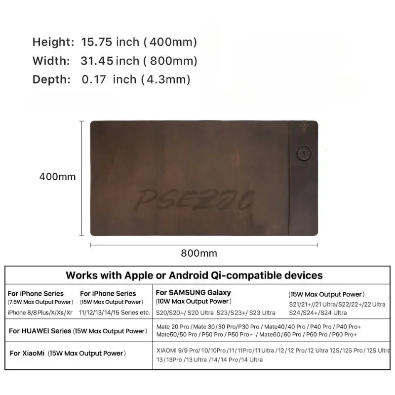 Vintage Cowhide Mouse Pad with - Wireless Charging Pad incelemesi ve fiyatı